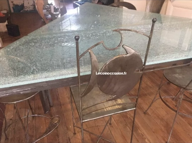 Table design verre et metal