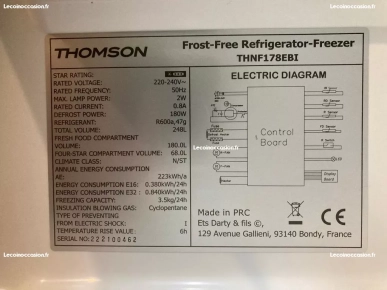 Frigo et Congelo Thomson hauteur 153